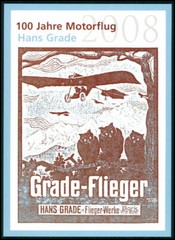 GERMAN POST ANNIVERSARY-CARD 2008 AVIATION MOTOR-FLIGHT HANS GRADE PLANE ‚m2908