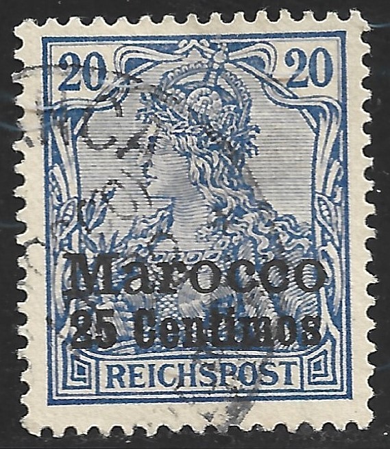 Germany-Offices in Morocco, Scott #10, 25c on 20pf Germania Issue, Used