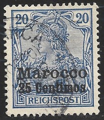 Germany-Offices in Morocco, Scott #10, 25c on 20pf Germania Issue, Used