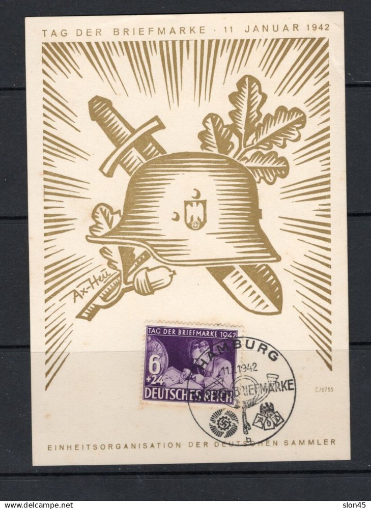 Germany 1942 Postal card Tag der Briefmarke Special cancel Hamburg 16713