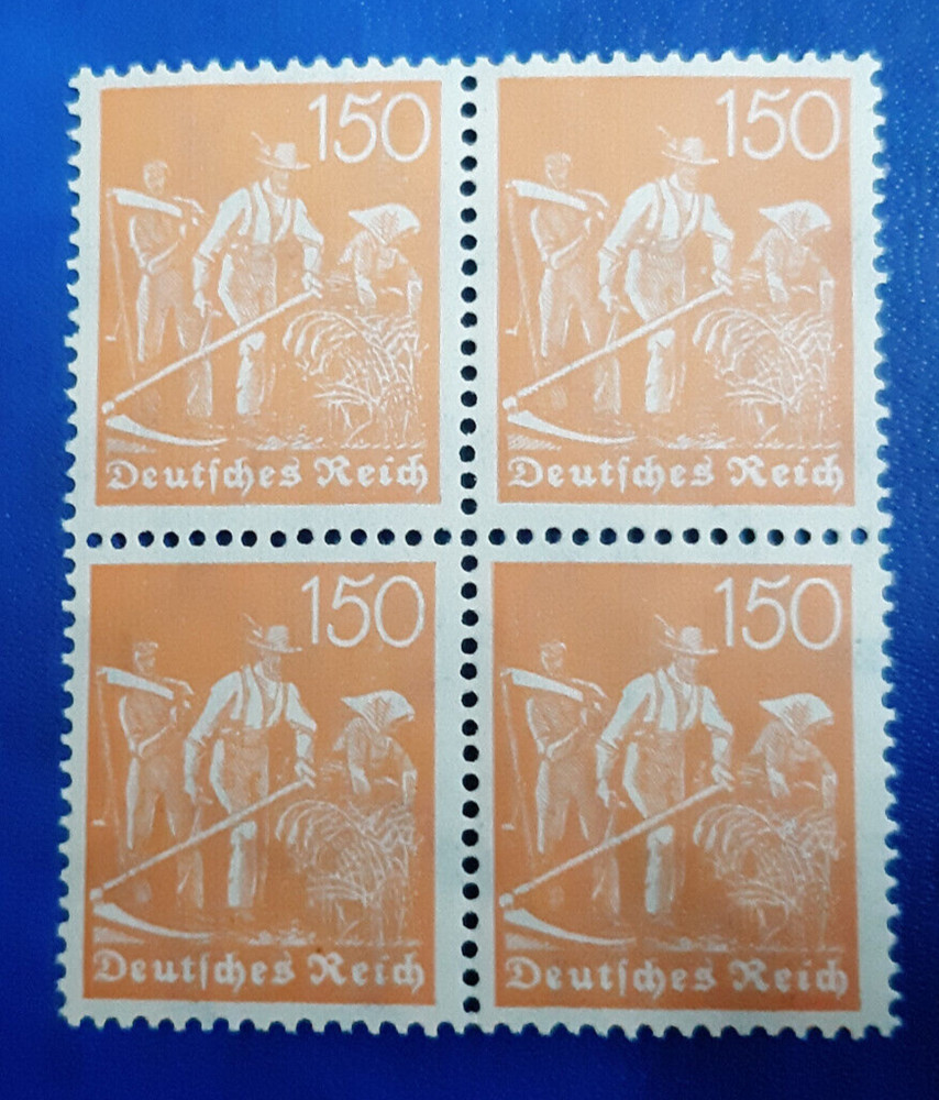 Stamps Germany Deutsches Reich 4x 150 Pfennig 1921 Block Mi. Nr. 189 (26765)