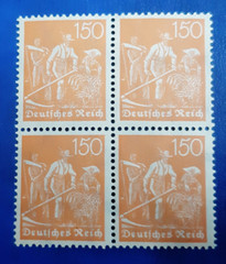 Stamps Germany Deutsches Reich 4x 150 Pfennig 1921 Block Mi. Nr. 189 (26765)