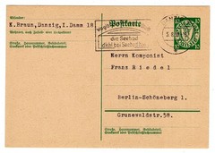 DANZIG GA P57 Used Stamped Revenue Card (GA4750) Authentic