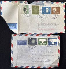 1957-59 Germany 2 Covers With 7 Stamps Used