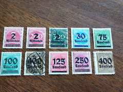 Vintage German Over Print Stamps Lot of 7