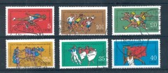 East Germany 1977 Athletics Meeting full set of stamps. Used. Sg E1956-1961