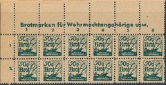 Lot Stamp Germany Revenue Blocks WWII Ration Wehrmacht Brot Bread Pair TL MNG