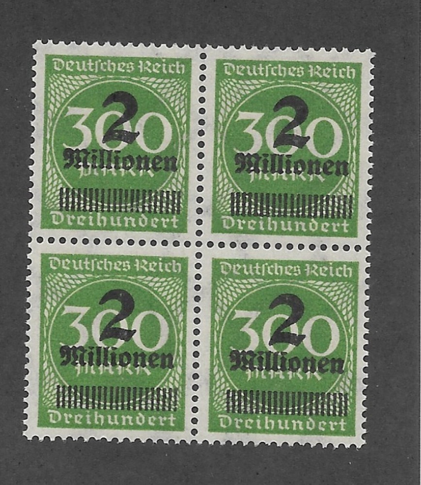 MNH block Overprint 2 Million over 300Mk Scott #270 Weimar German Republic 1923