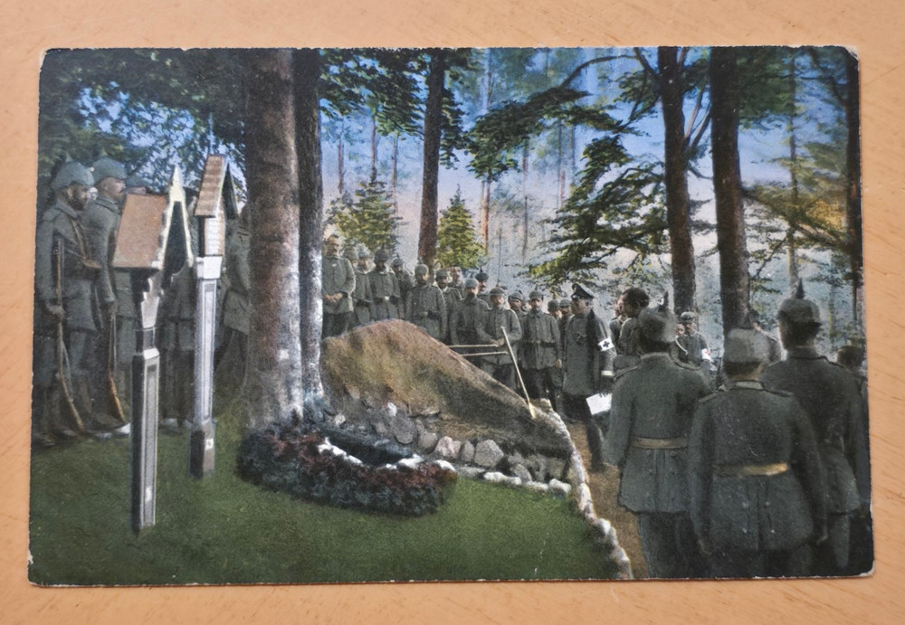 WWI Imperial German Army Vogesen Front Memorial Cross War Postcard Feldpost 1915