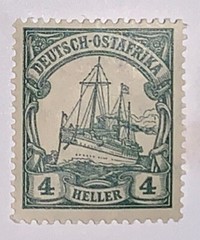 Travelstamps: Germany East Africa stamps Sc#32 4h Kaiser’s Yacht MOGH Wmk