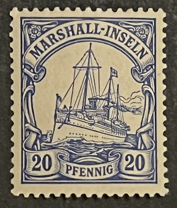 Travelstamps: Marshall Island Stamps, Kaiser’s Yacht, 20 Pfennig Mint OG H