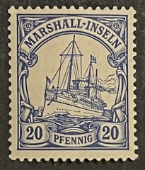 Travelstamps: Marshall Island Stamps, Kaiser’s Yacht, 20 Pfennig Mint OG H