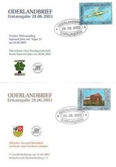 Oderlandbrief: MiNr. 1 B – 2 B, „Space Flight / Bärwinkel“, FDC, ESSt.