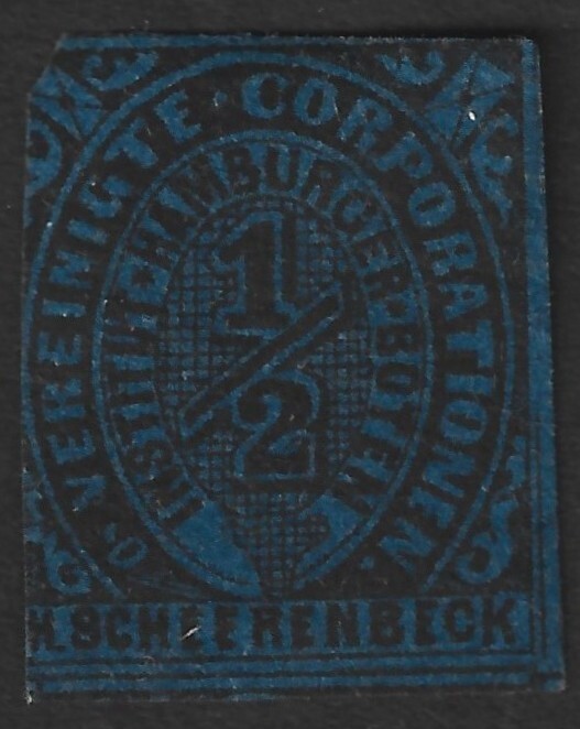 Germany HAMBURG Boten H. Scheerenbeck 1862 1/2pf local post stamp imperf #4