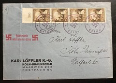 1938 Leipa Sudetenland Annexation Germany Provisional Cancel cover To Koln