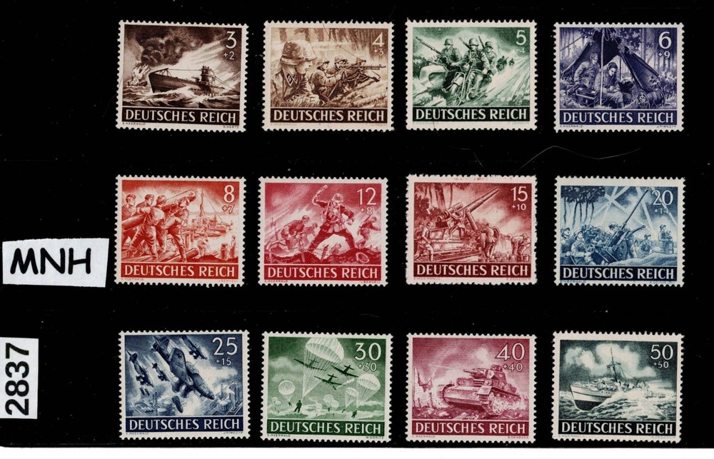 MNH Stamp set B218 – 229 1943 German Military Hero’s WWII War machines #2837