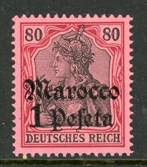 GANDALF – Morocco 1905 Germany 1 Pesata/80 pfg Sc #41 Watermarked MNH F630