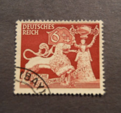 Scott#B206, 1942, 6+4 pf, Luneburg Lion & Nuremberg Betrothal Cup Used Stamp
