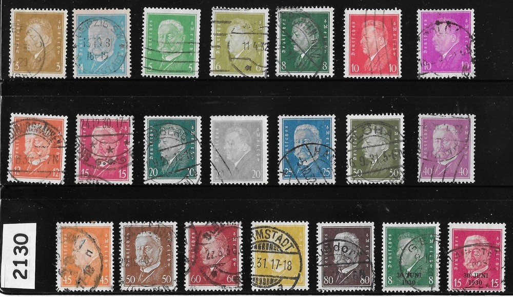 Stamp set Sc 362-386 with Overprints Germany Ebert & Hindenburg 1928-1932 #2130