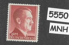 #5550 MNH stamp 3RM Adolf Hitler / Third Reich Germany / Sc526 Perf 12.5