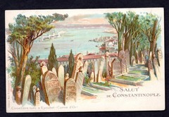 GERMANY 1900 TURKEY CONSTANTINOPLE TYING PAIR SC. #8 TO GOLZERN ON POSTCARD VIEW