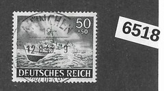 #6518 Used Stamp B229 WWII 1943 Germany Third Reich Military Navy Patrol boat