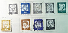 Germany Lot of 10 Stamps 1961-1962 Scott Catalog Range 824-839 Mixed CXL & MH
