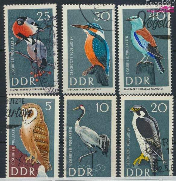 DDR 1272-1277 (complete issue) fine used / cancelled 1967 Birds (9770844