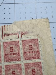 Germany 1923 SC 285 Sheet 5 Millionen Mark Hyperinflation MNH