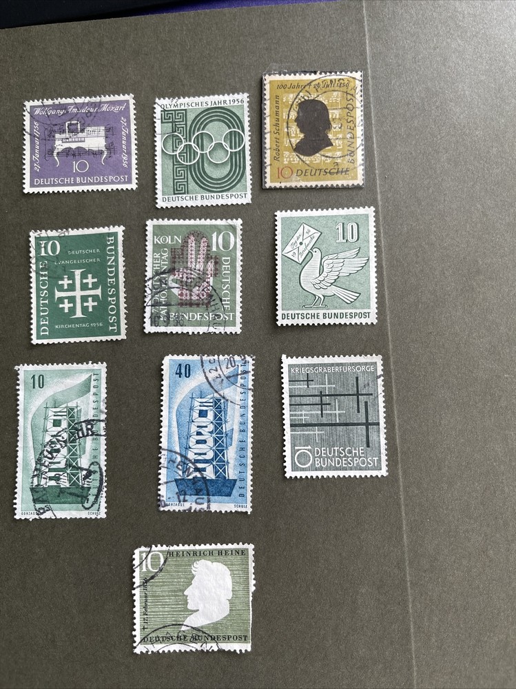 West GERMANY 1956, Used 10 Stamps, VF Condition, See Photos