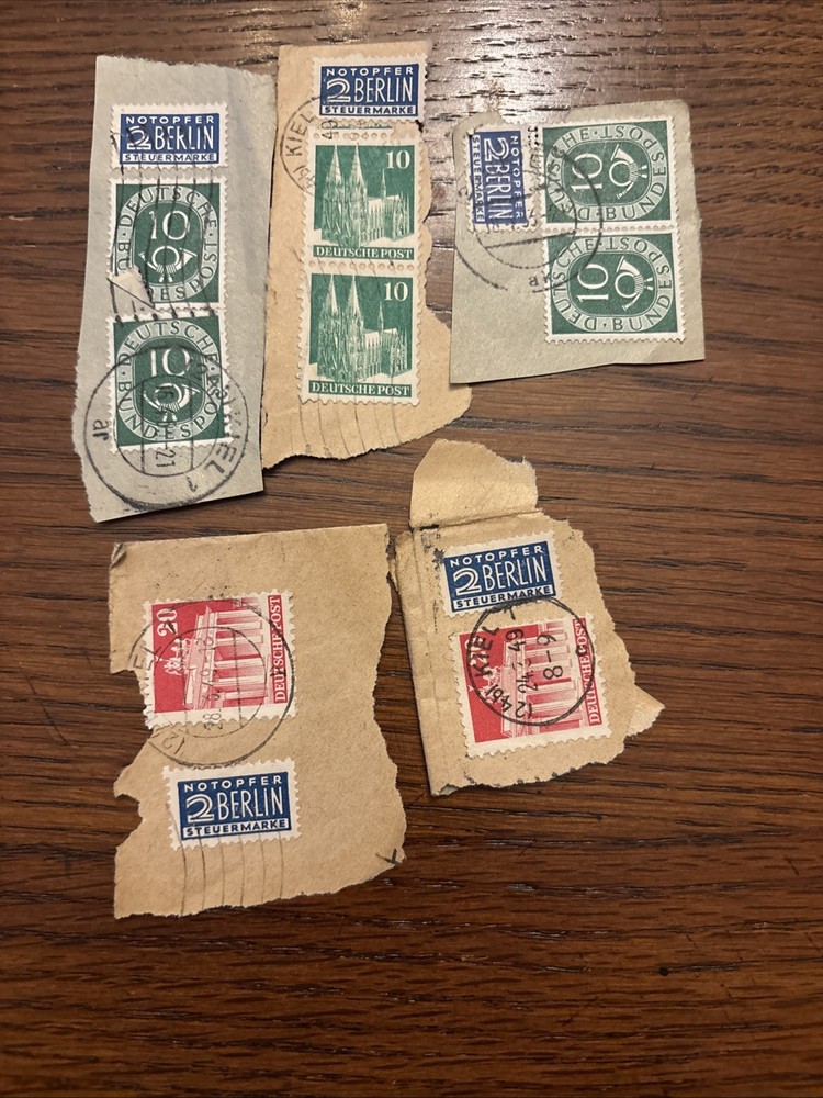 Vintage German Stamps Collection on Paper Pieces Inc Notopfer Tax.