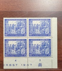 GERMANY Soviet Zone Stamps 1947 Leipzig Fair Btm Margin Blk 4 OG MINT NH Stamps