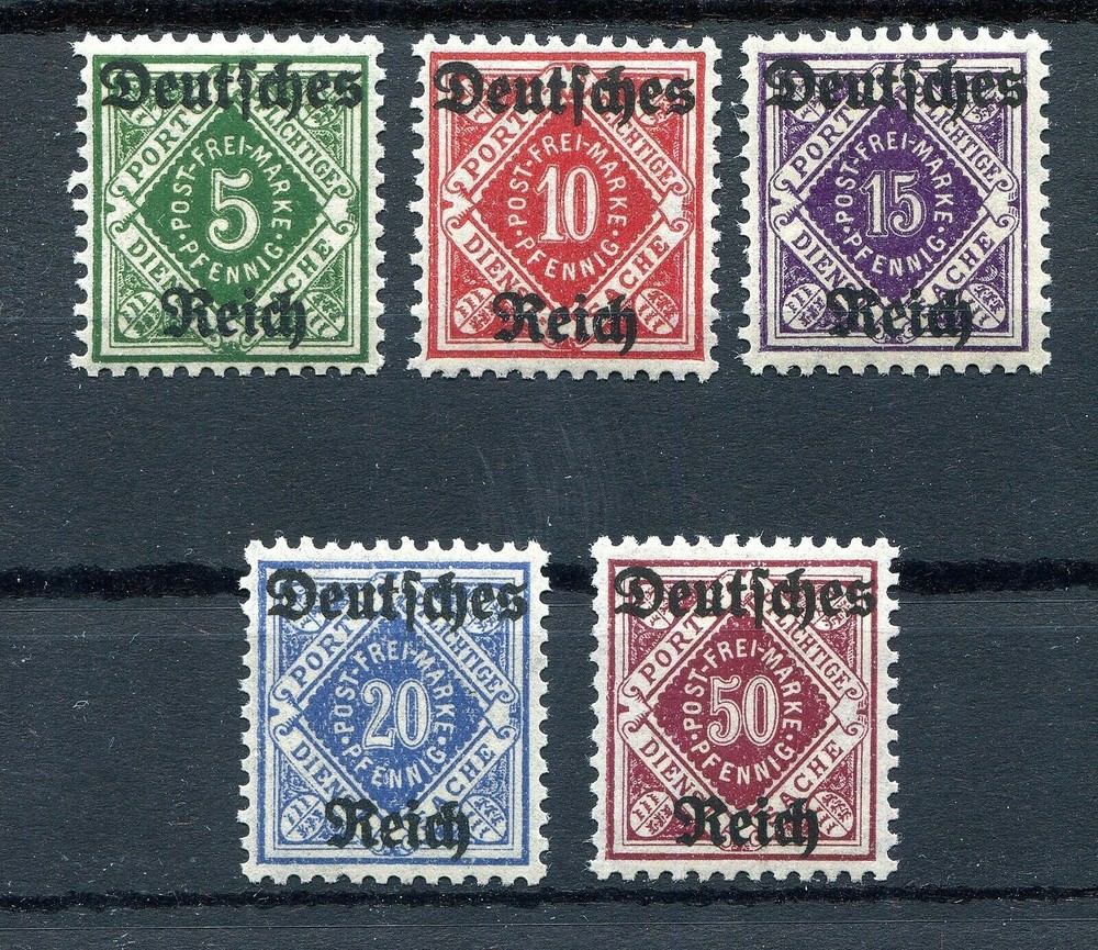 GERMANY REICH 1920 SCARCE OFFICIAL SET SCOTT O59-O63 PERFECT MNH