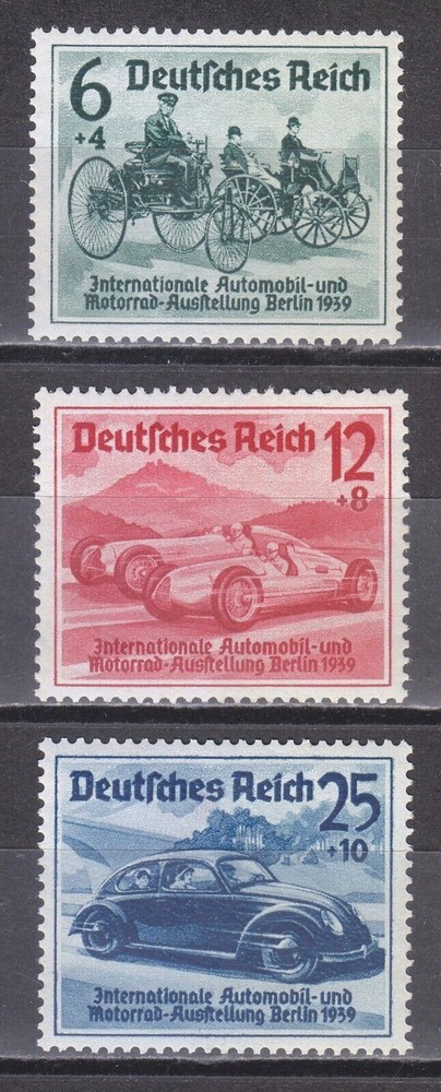 Germany 1939 MNH Mi 686-688 Sc B134-B136 Automobile & Motorcycle Exhibition Luxe