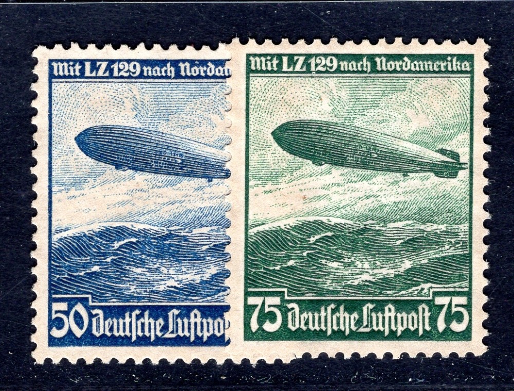 GERMANY 1936 606-607 Ungummed BEAUTIFUL SET ZEPPELIN (F7843