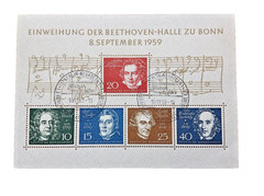 WEST GERMANY 1959 Beethoven Miniature Sheet SG MS1233a Used CV £65) Free UK P&P