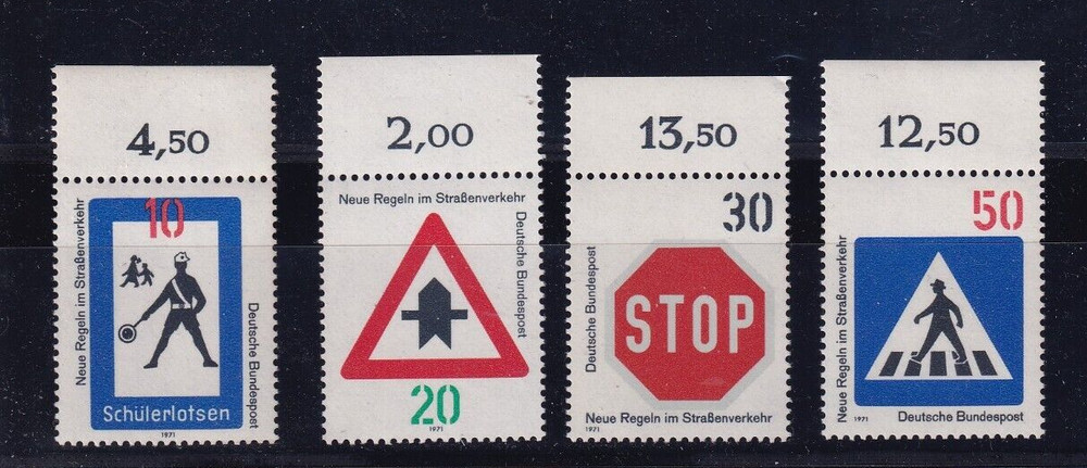 Bundesrepublik MNH ** 665-8 SC 1055-8 Traffic Signs w row tabs