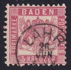 BADEN 1862 Arms 3k Pale Rose SG 28 Used