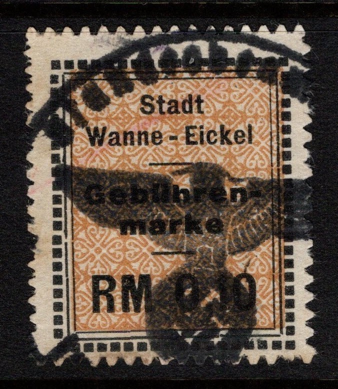 Germany Wanne Eickel Mid 1900s .10 Rm Local Revenue Used – S57371
