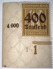 Travelstamps: 1923 Germany Deutsches Reich Stamps Mi: 300, 400 000 Mark, MOGNH