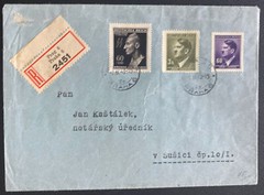 1943 Prague Bohemia Moravia Germany Registered Cover To Susici