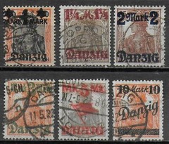 Danzig stamps 1920 MI 41I-46I CANC VF
