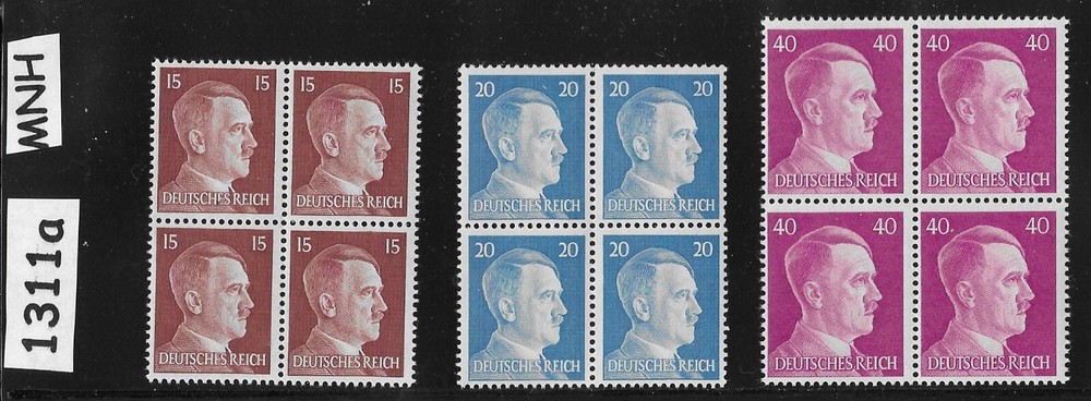 MNH stamp block trio Adolf Hitler 1940s issues WWII Third Reich Germany #1311a