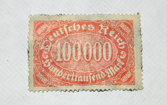 1923 Germany Hyperinflation Stamp – Genuine 100000 Mark – Deutsches Reich