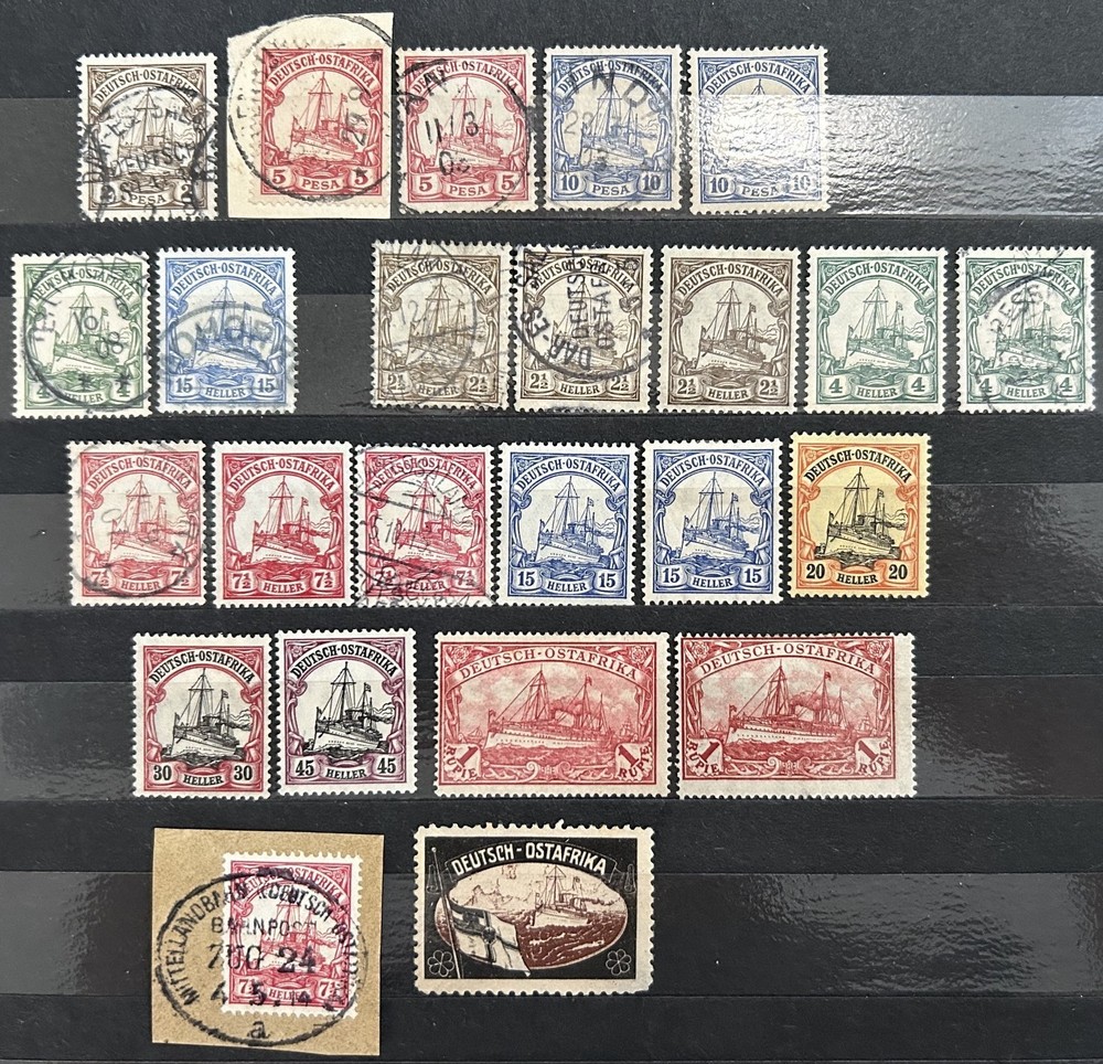 Germany colonies 1900/1919 vintage on 2 pages with scarce East Africa HCV