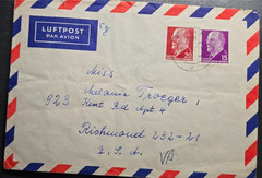 Stamp Cover German Democratic Republic 1968 #584-585 Airmail DDR to USA