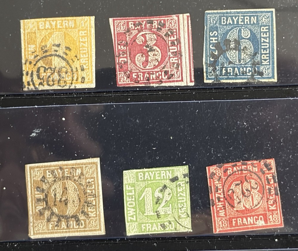 GERMANY – Bavaria # 9-14 Numerals Complete Set Used – CV $ 262 – Bold Colors!