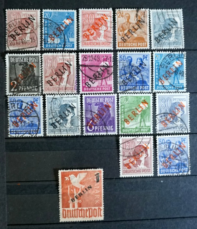 Germany Berlin red & black overprint stamps