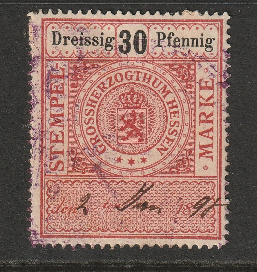 Germany Hesse 30pf Revenue Used / Piece Rem – S44918