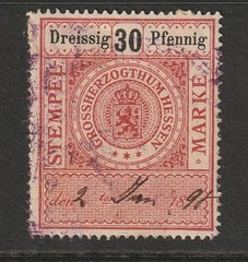 Germany Hesse 30pf Revenue Used / Piece Rem – S44918